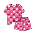 thumbnail image 5 of Amidoa Girls Summer 2 Piece Outfits Floral Cute Short Sleeve and Elastic Waist Shorts Kids Clothing Set Hot Pink Size Hot Pink Size 14, 5 of 6