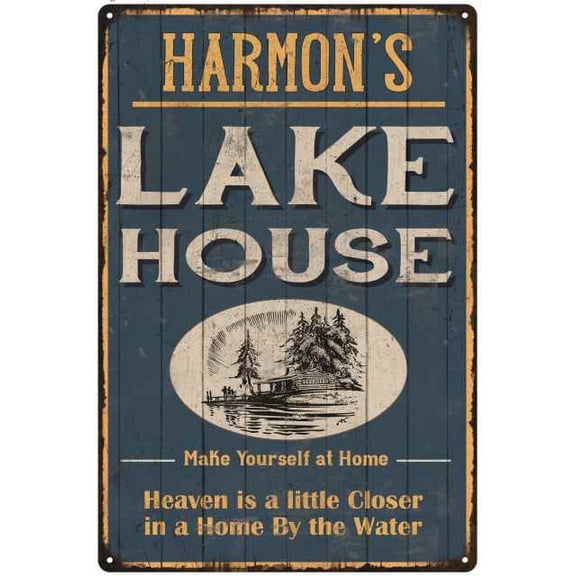 HARMON'S Lake House Blue Cabin Home Decor 12 x 18 Matte Finish Metal 112180038399