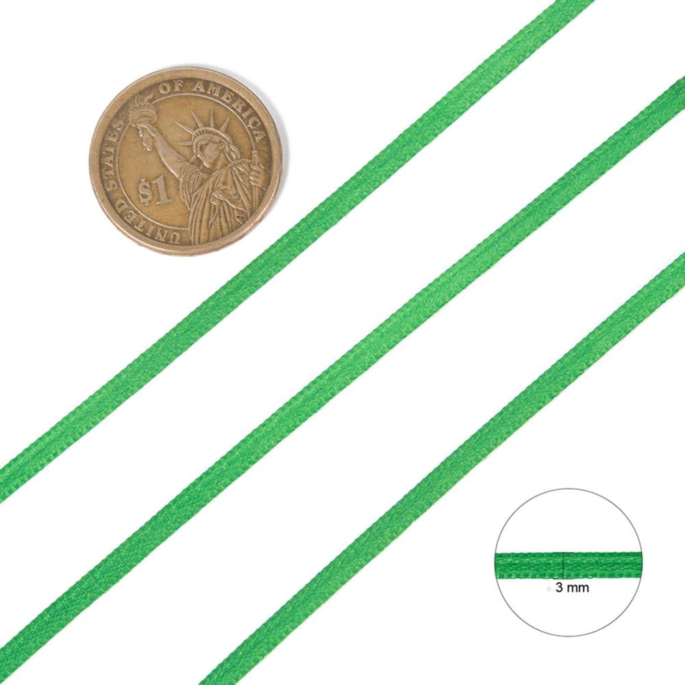 Double Face Satin Ribbon Polyester Ribbon Green 1/8 inch(3mm) wide 880yards/roll(804.672m/roll)