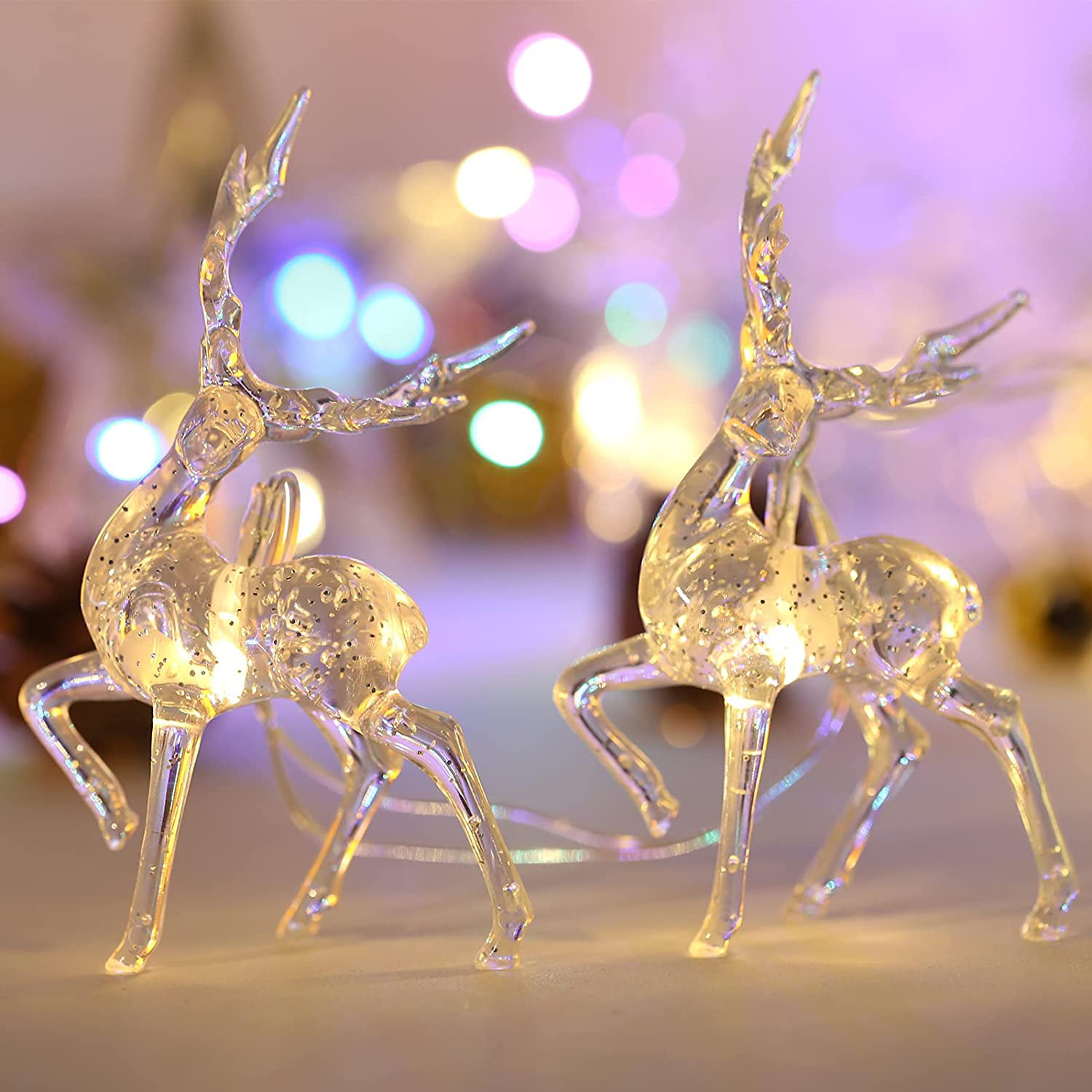 Christmas Decoration 30cm Battery LED Light up Acrylic Reindeer Indoor Use 