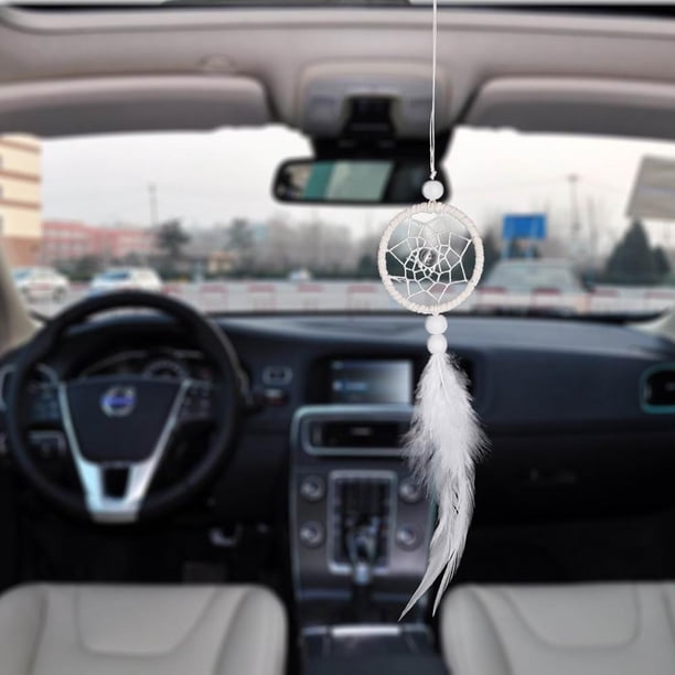 Dream Catcher Car Mini Pure White Feather Wind Chimes Decoración para colgar en la pared
