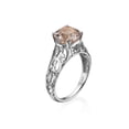 thumbnail image 2 of 2.00 Carat natural peach/pink VS Morganite Ring 14k White Gold Vintage Art Deco Filigree, 2 of 3