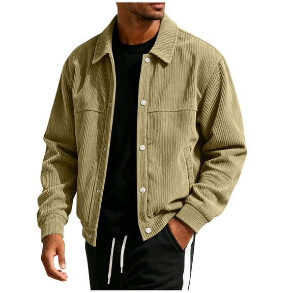 FchengtaiS Men's Button Down Shacket Long Sleeve Turndown Collar Lightweight Jackets Fall Outerwear with Pockets