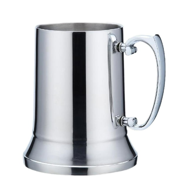 Jarra de cerveza de acero inoxidable, taza de café de doble pared con asa, herramienta de barra, jarra de té 450ml