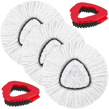 Pitjeck Mop Heads Replacement for Ocedar EasyWring 1 Tank, Microfiber Spin Mop Refills, Include 3 Spin Mop Replacement Head Deep Cleaning Machine Washable with 2 Scrubber Mop Head
