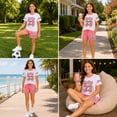 thumbnail image 3 of Real Love Girls Shorts Set - 2 Piece Stylish Knitted Short Sleeve Graphic Tees and Shorts for Girls, 3 of 7