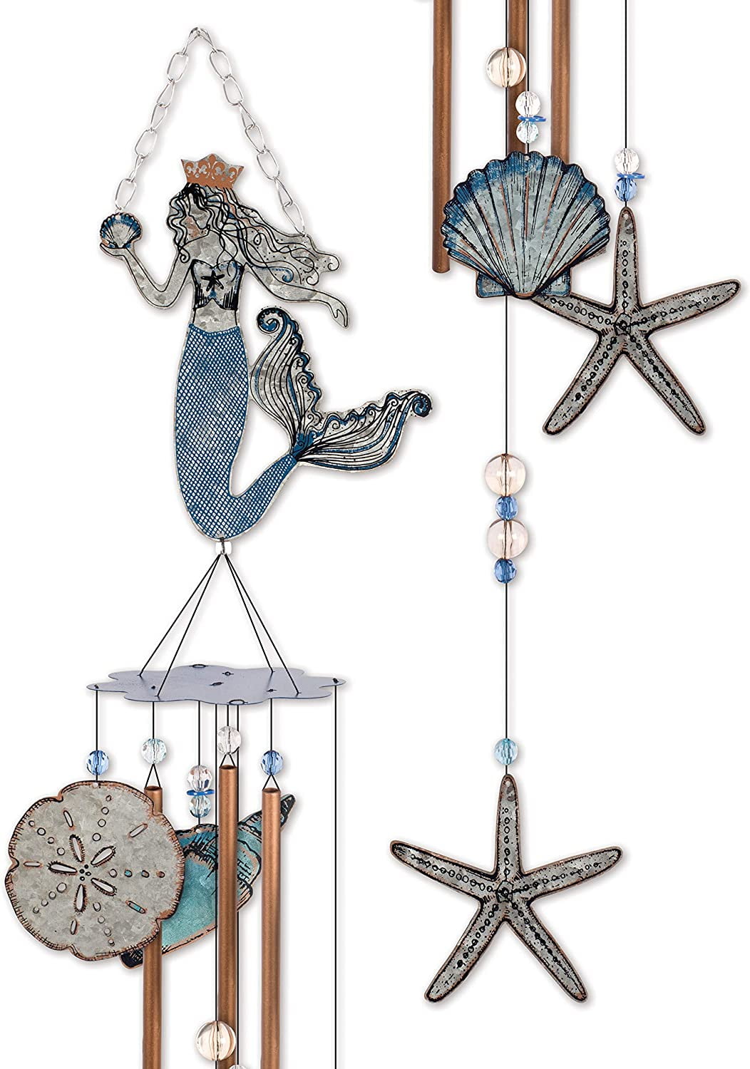 Sunset Vista Designs 92453 Mermaid Metal Wind Chime, Seashells