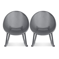 2xhome Set of 2 Modern Oval Chairs, Contemporary Accent Lounge Chairs with Perforated Breathable Egg Shaped Pod Seat for Kitchen, Dining, Patio, Indoor Outdoor, Grey