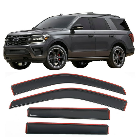 Ikon Motorsports In-Channel Window Visors Fits 2018-2026 Ford Expedition & Lincoln Navigator, Slim Style Vent Deflectors, Acrylic Smoke 4PCS