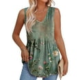 thumbnail image 6 of JTZGDY Womens Tank Tops Flowy Peplum Tops for Women Cute Summer Floral Printed Dressy Sleeveless V Neck Babydoll Tank Tops Multicolor#13 XL, 6 of 10