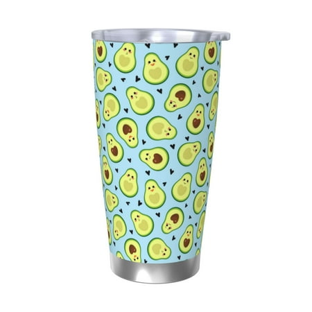 

Uemuo Avocado and Hearts Print Travel Coffee Mug 20oz Double-walled Car Cup Stainless Steel Insulated Tumbler Leak-proof Travel Cup Reusable Straw Car Cup-Without Straw