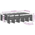 thumbnail image 4 of vidaXL 11 Piece Garden Dining Set with Cushions Grey Poly Rattan, 4 of 5