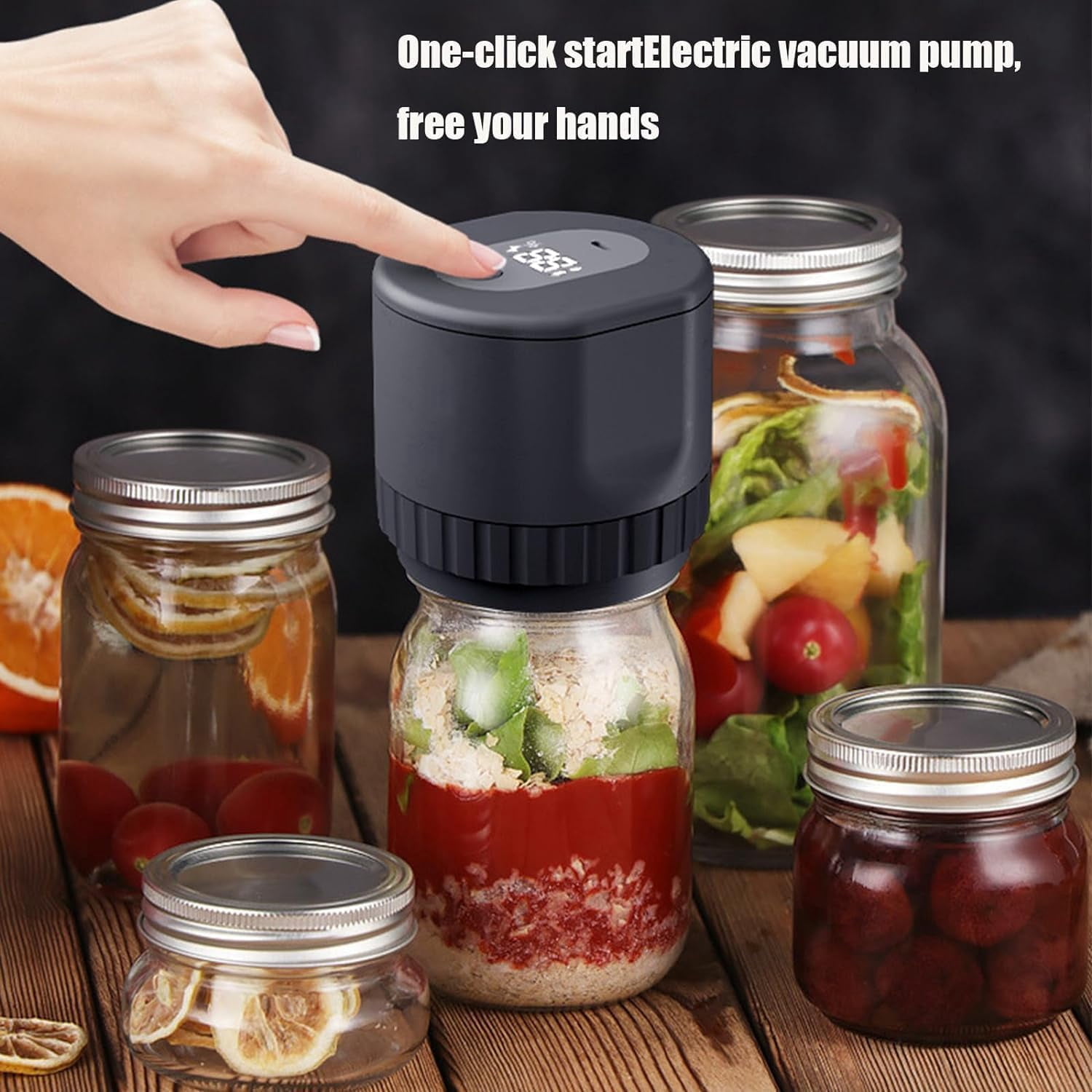 TrueBright Mason Jar Vacuum Sealer, True Bright Mason Jar Sealer, Electric Mason Jar Vacuum Sealer Kit, Sealer Kit for Wide Mouth and Regular Mouth Jars, Vacuum Sealing Machine (1pc)