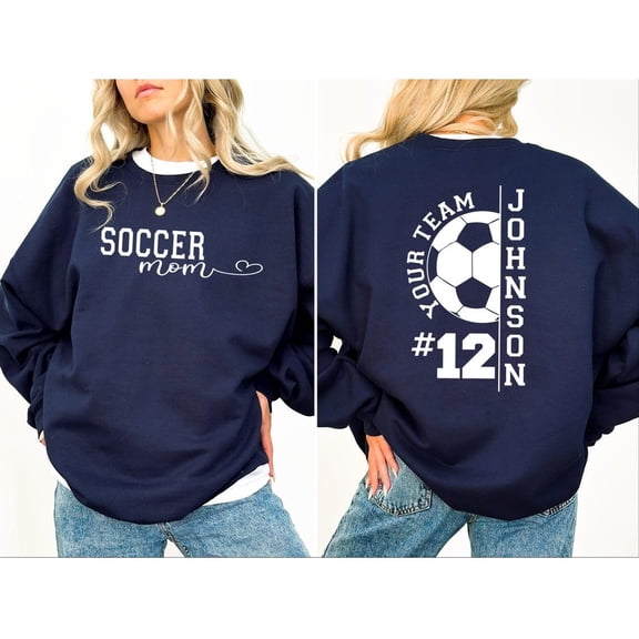 Custom Soccer Sweatshirt, Personalized Team Mascot Sweater Navy