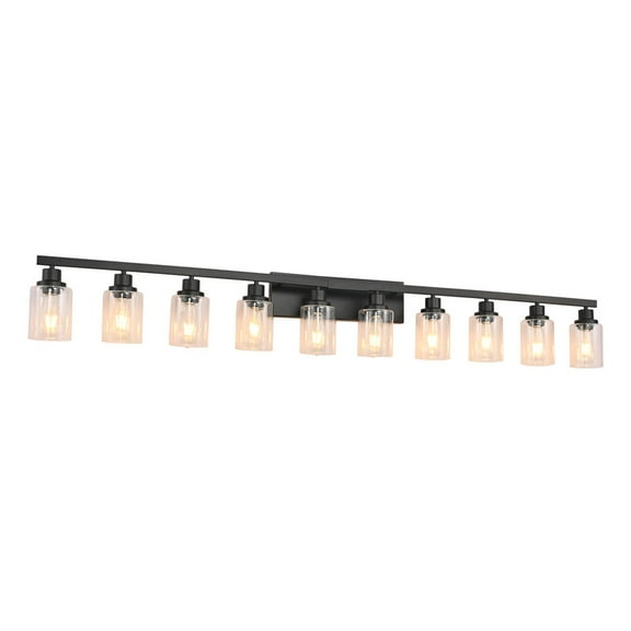 65.4" Matte Black 10-Light Vanity Light Fixture – Modern Bathroom Wall Sconce for Mirror, Bedroom & Living Room