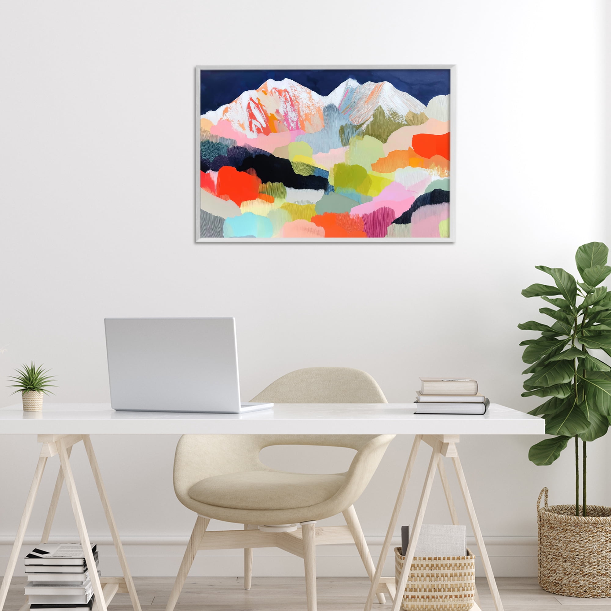 Stupell Industries Alpine Glow in Vibrant Mountains White Framed Giclee Art, design by Chromatic Storm Studio