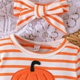 thumbnail image 6 of Utlike Halloween Girls Dresses Party Casual Long Sleeve Cartoon Pumpkin Print Orange White Stripe Mesh Princess Dress For Baby Autumn Winter Cozy Sundress For Girl Size 9 Months-12 Months, 6 of 9