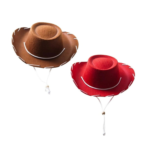 Sombrero de vaquero de fieltro Sunnimix 2 uds con cuerda