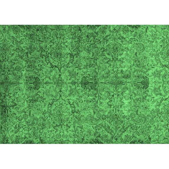 Ahgly Company Indoor Rectangle Persian Emerald Green Traditional Area Rugs, 2' x 3'