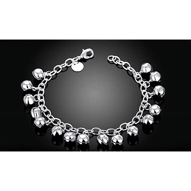925 Sterling Silver Bell Anklet - Adjustable Anklet/Bracelet With Lobster Clasp, Up To 10.5"
