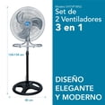 thumbnail image 4 of SHTARK Set 2 Ventiladores Multiposici&oacute;n 3 En 1 | Ventilador 18 Pulgadas Aspas Metalicas, Motor Silencioso, Ajuste de Altura | Abanico Oscilante Potente, 3 Velocidades Pedestal, Piso, Pared, 4 of 6