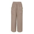 thumbnail image 5 of ManxiVoo Women's Elasticized High Waist Lightweight Wide Leg Pants with Pocket Details Casual Relaxed Fit Harem Trousers M Size Coffee, 5 of 9