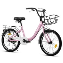 20in Bicycle for Kids 6-12, SHINPT Girls and Boys Bike with Rear Rack, Toddler Bike with Basket, Lightweight Steel Frame (White, Pink, Green, Purple), Bike for 6-12 year old girl, Boys Bike for Gift