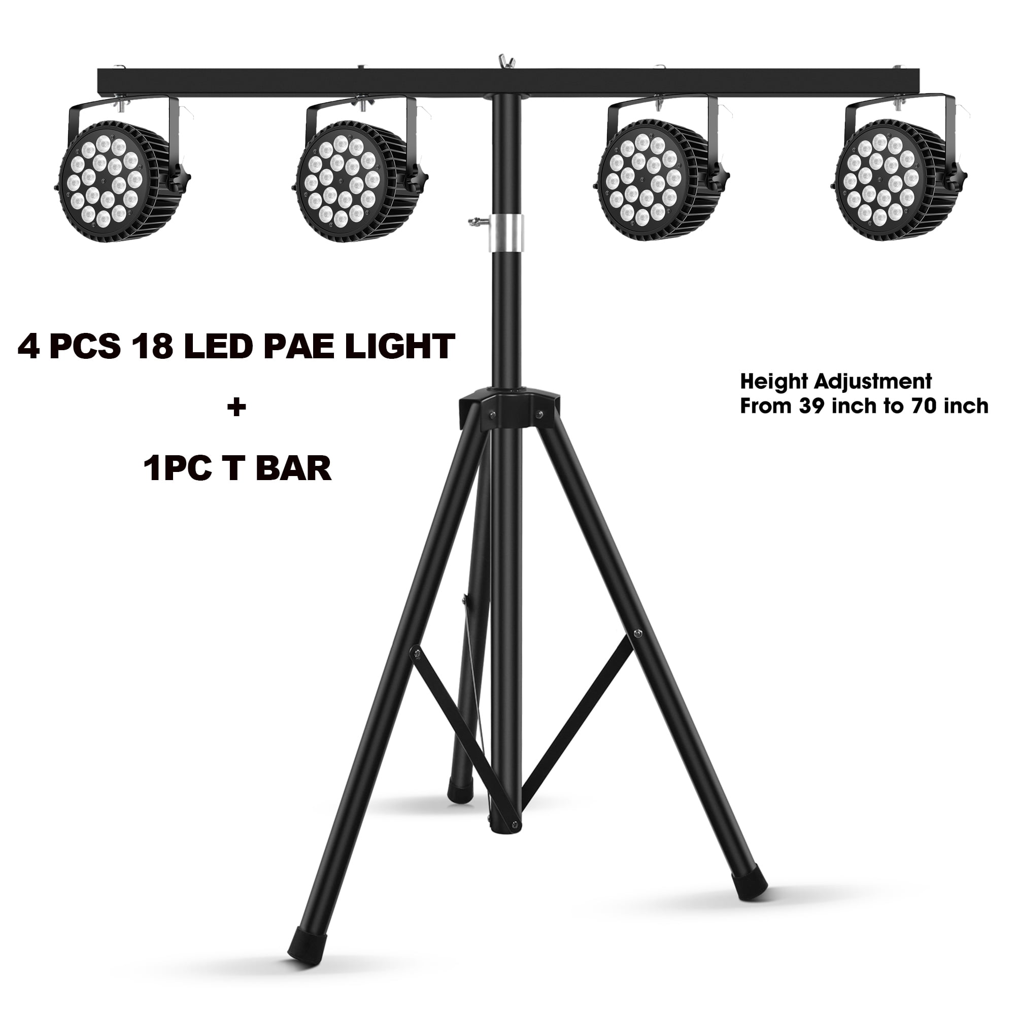 DJ Lights with Stand, 4Pcs 18 LED Par Light Set, RGBW DMX Sound
