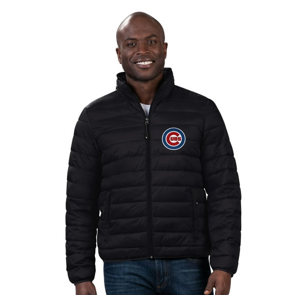 Men's G-III Sports by Carl Banks Black Chicago Cubs Packable Neck Pillow Full-Zip Puffer Jacket