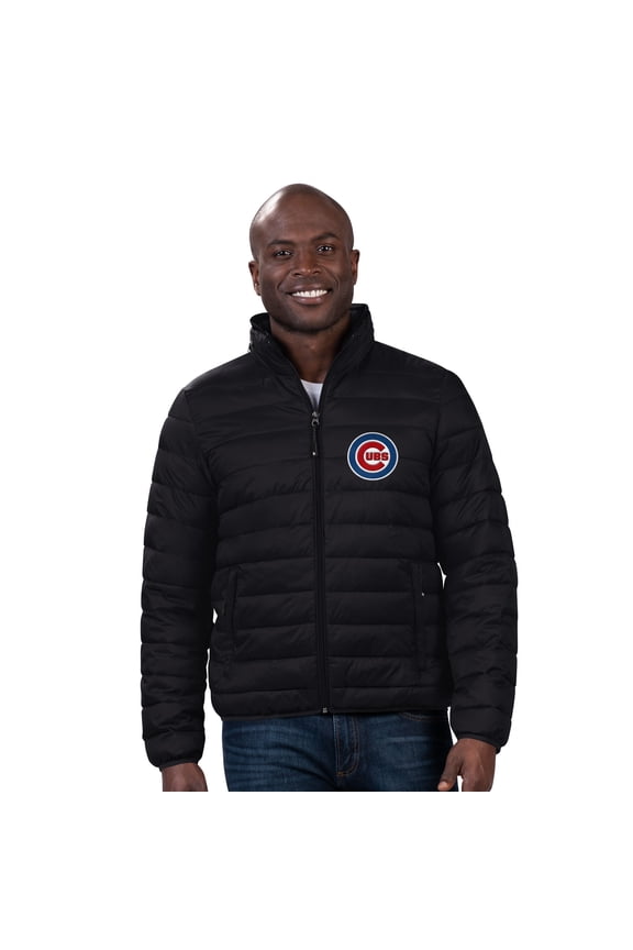 Men's G-III Sports by Carl Banks Black Chicago Cubs Packable Neck Pillow Full-Zip Puffer Jacket