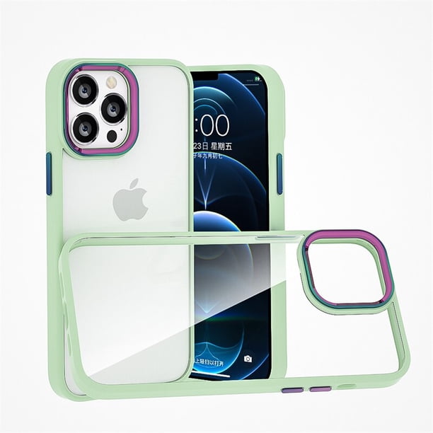 Funda de teléfono con marco de lente de Metal acrílico degradado Gao Jinjia para iPhone 14 13 12 11 Pro Max transparente a prueba de golpes
