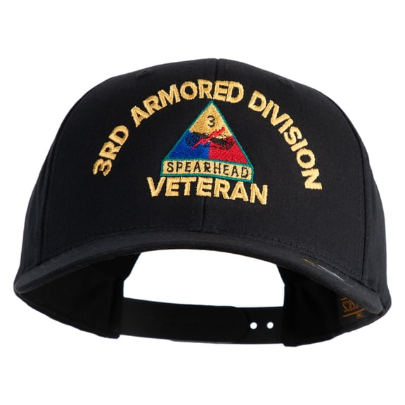 U.S. Army 3rd Armored Division Embroidered Retro Cotton Blend Snapback Cap - Black OSFM