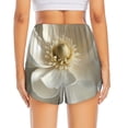 thumbnail image 2 of Lsque Elegant Ivory Flower Printed Women's Running Shorts with Liner Pockets,Elastic Quick Dry Workout Athletic Gym Yoga Shorts,Womens High Waist Shorts-Large, 2 of 9