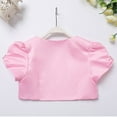thumbnail image 3 of YM YOUMU Girls Short Sleeve Bolero Shrug Satin Open Front Cardigan Shawl Princess Evening Dress Cape, 3 of 4