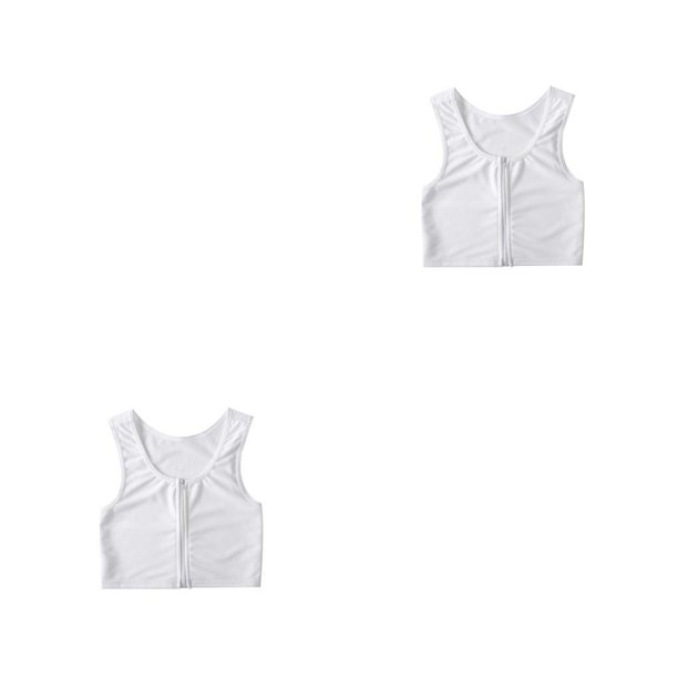 Minnieouse Tank Top Chaleco Camisa Pecho Trans Elástico Deportes Ropa Interior Vendaje Reforzado Corsé Corto Transpirable Mujer Blanco XL Blanco SG 2piezas