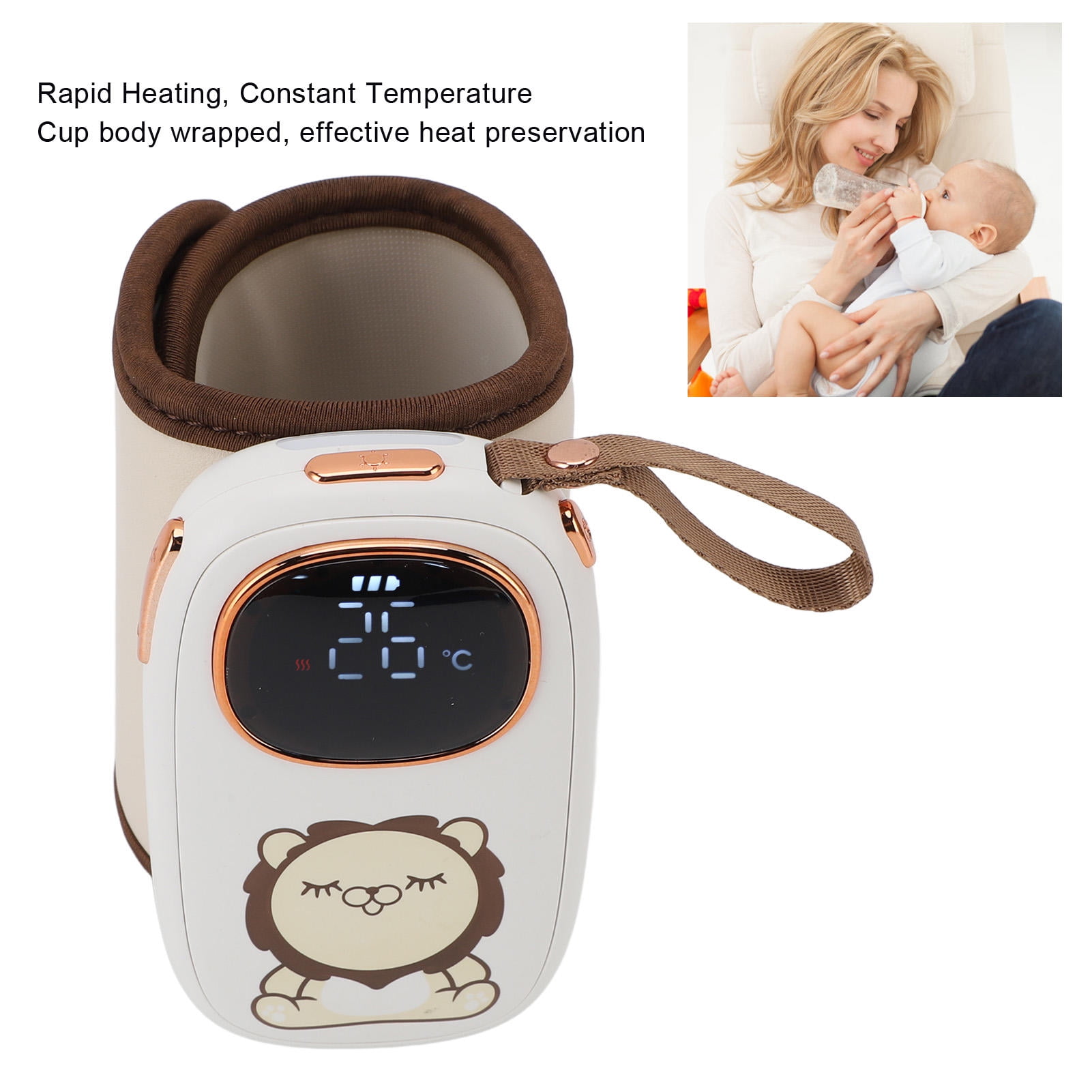 Yajisi Portable Baby Bottle Warmer Sleeve, 8000mAh USB Rechargeable Constant Temperature Heating Wrap for Travel, 5.5x4.7x3.5in