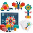 thumbnail image 2 of Juego de bloques educativos de madera con estampado de tangramas, 180 piezas, 2 of 5