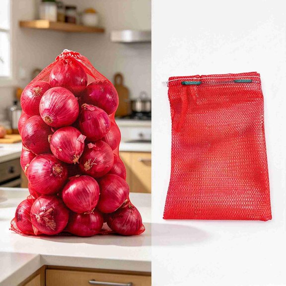 Goowood Mesh Onion Bags Reusable Mesh Produce Bags Hanging Breathable Vegetable Storage Net Bags for Potatoes Garlic Crawfish Heavy Duty