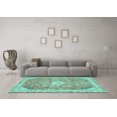 thumbnail image 3 of Ahgly Company Machine Washable Indoor Round Abstract Turquoise Blue Modern Area Rugs, 3' Round, 3 of 4