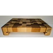 End Grain Cutting Board with Stainless Steel Tray