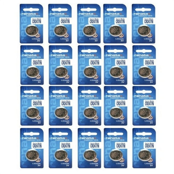 renata CR2477N 3V 950 mAh Lithium Coin Cell Batteries (20 Pack) - Swiss Made