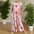 thumbnail image 4 of Kixjoy Overalls for Women Casual Plus Size Wide Leg Jumpsuit Valentine's Day Winter Baggy Pant Heart Print Fashion Overalls for Women with Pockets, Red M, 4 of 6