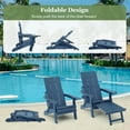 thumbnail image 2 of Poly Lumber Outdoor Adjustable Back Adirondack Chair with Ottoman Cup Holders and Cushion, Navy Blue, 2 of 11