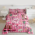 thumbnail image 2 of Homewish Cowhide Print Cowgirl Boot Bedding Comforter Set,Pink Classic Checkered Twin Comforter Sets,Country Horseshoe Bedding Set For Girls Kids,Breathable Home Decor Reversible,2-Piece, 2 of 8