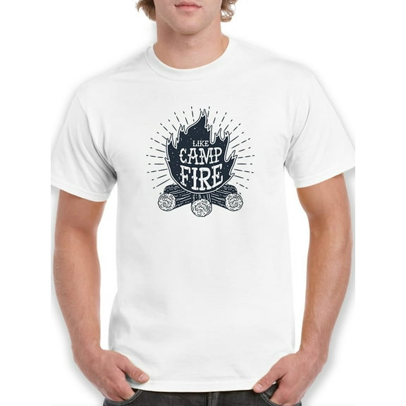 "Like Campfire" Quote Campfire Graphic Men White T-Shirt, Male Small