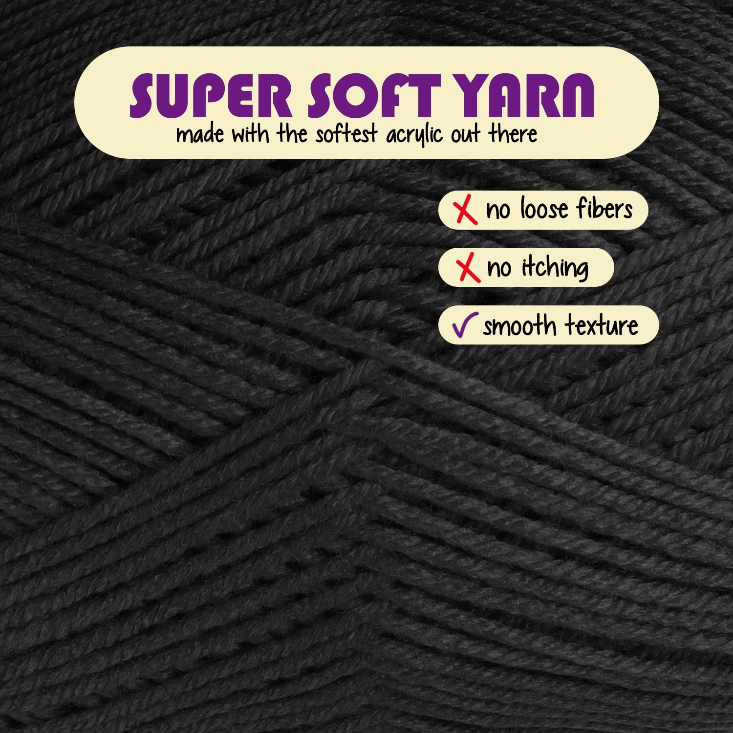 Craftbud Acrylic Yarn For Crocheting And Knitting, (370 Yards) Worsted Medium #4 Crochet Yarn For Beginners, Black
