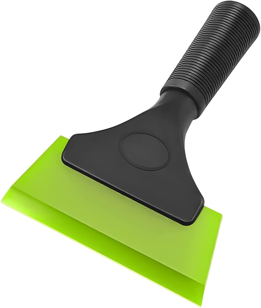 Small Squeegee, Window Tint Rubber Water Blade, Shower Scraper with Anti-Slip Handle, Auto Cleaning Tool Accessories, Mini Water Wiper for Window, Windshield, Glass Door, Bathroom (Green)