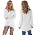 thumbnail image 4 of Women Warm Sweater Solid Color O Neck Loose Cotton Knitted Pullover Long Sweater Casual Oversize Blouse Ladies Hipster Clothing, 4 of 6