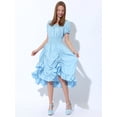 thumbnail image 5 of BLISSFUL STEP Women's Closed Toe Block Heels T-Strap Platform Pumps Sky Blue 7, 5 of 7