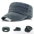 thumbnail image 4 of Baseball Cap Flat Top Washed Spring Summer Vintage Low-profile Cadet Hat for Outdoor, 4 of 8